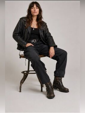 Frye Engineer Veronica Harness Boots Moto Biker Distressed Leather EU 41 10-10.5